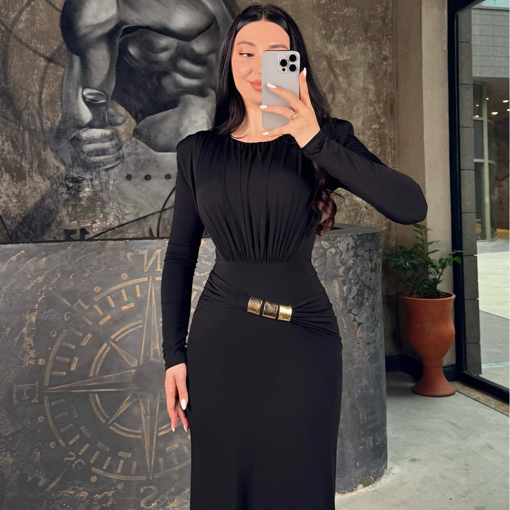 Women's Fall Winter Bodycon Long Sleeve Evening Dress Formal Midi Dress Gown Party