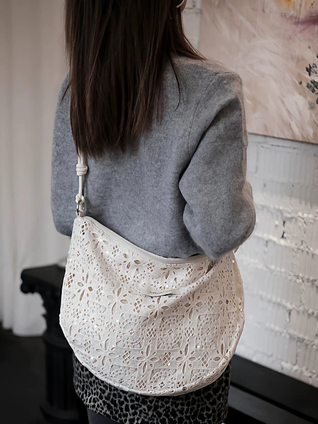 Women's Large-capacity Canvas Glitter Spring Summer Lace Office French-inspired Workwear Crossbody Bag Shoulder Purse Handbag Work Travel Everyday Purse