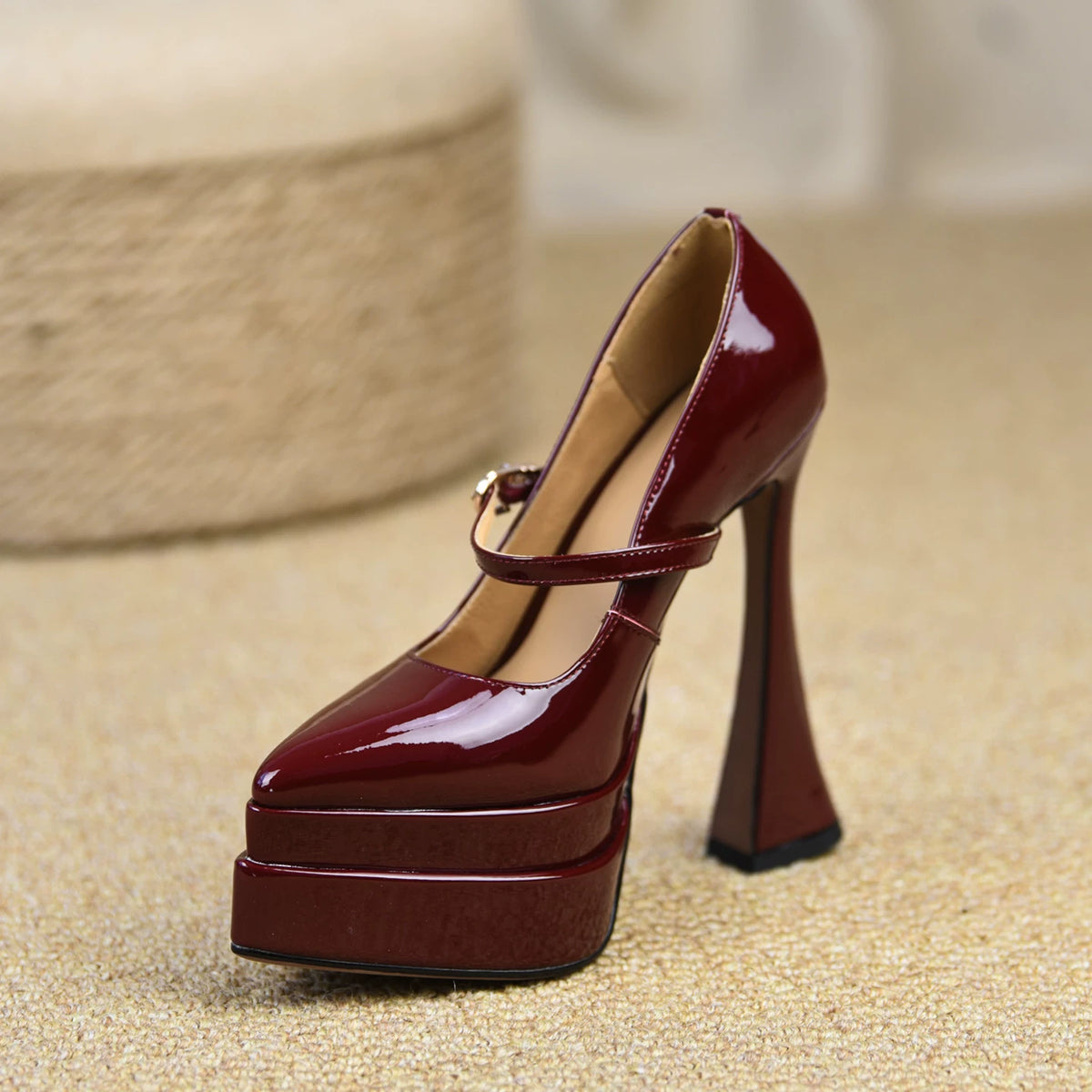Women's Chunky Sole Pointed Toe Block Heel High Heel Pumps Closed-Toe Dress Heels Wedding Guest Cocktail Party
