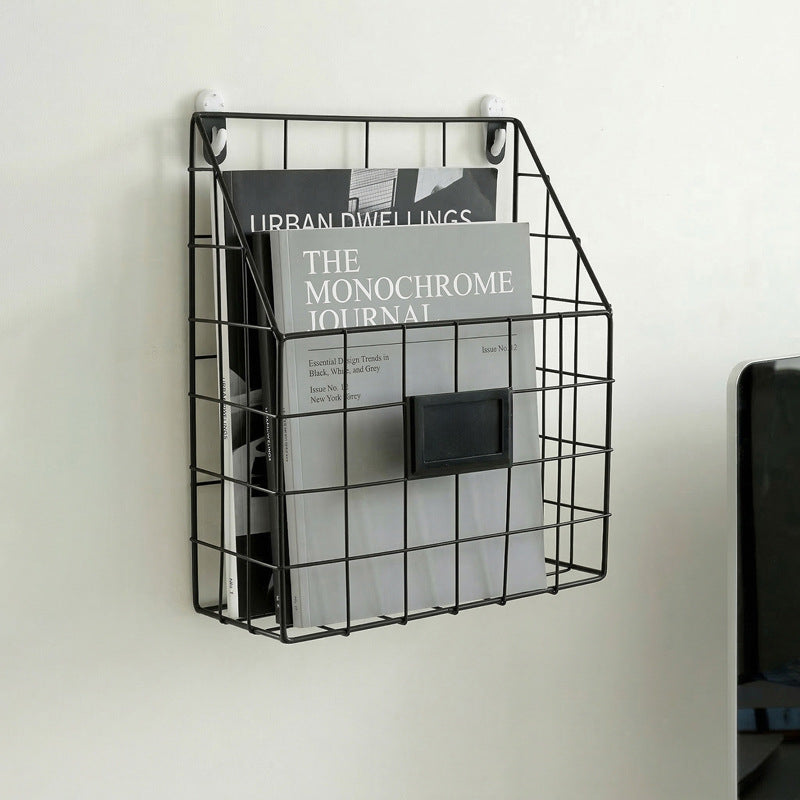 Wrought-iron Magazine Rack Wall Holder Storage Bin Home Organizer Living Room Kitchen