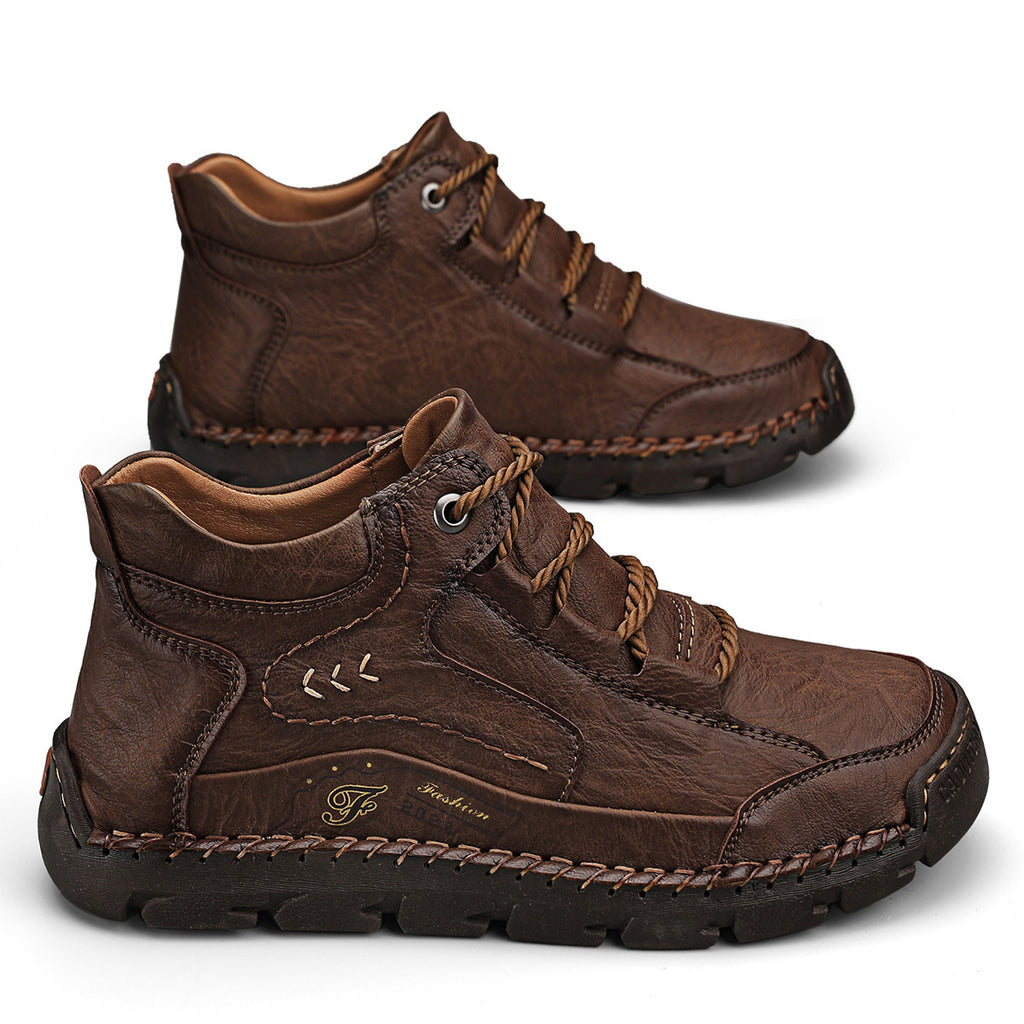 Men's Hand-Stitched Flat Plus Size Lace-Up Casual Shoes Walking Everyday Wear Seasonal Look