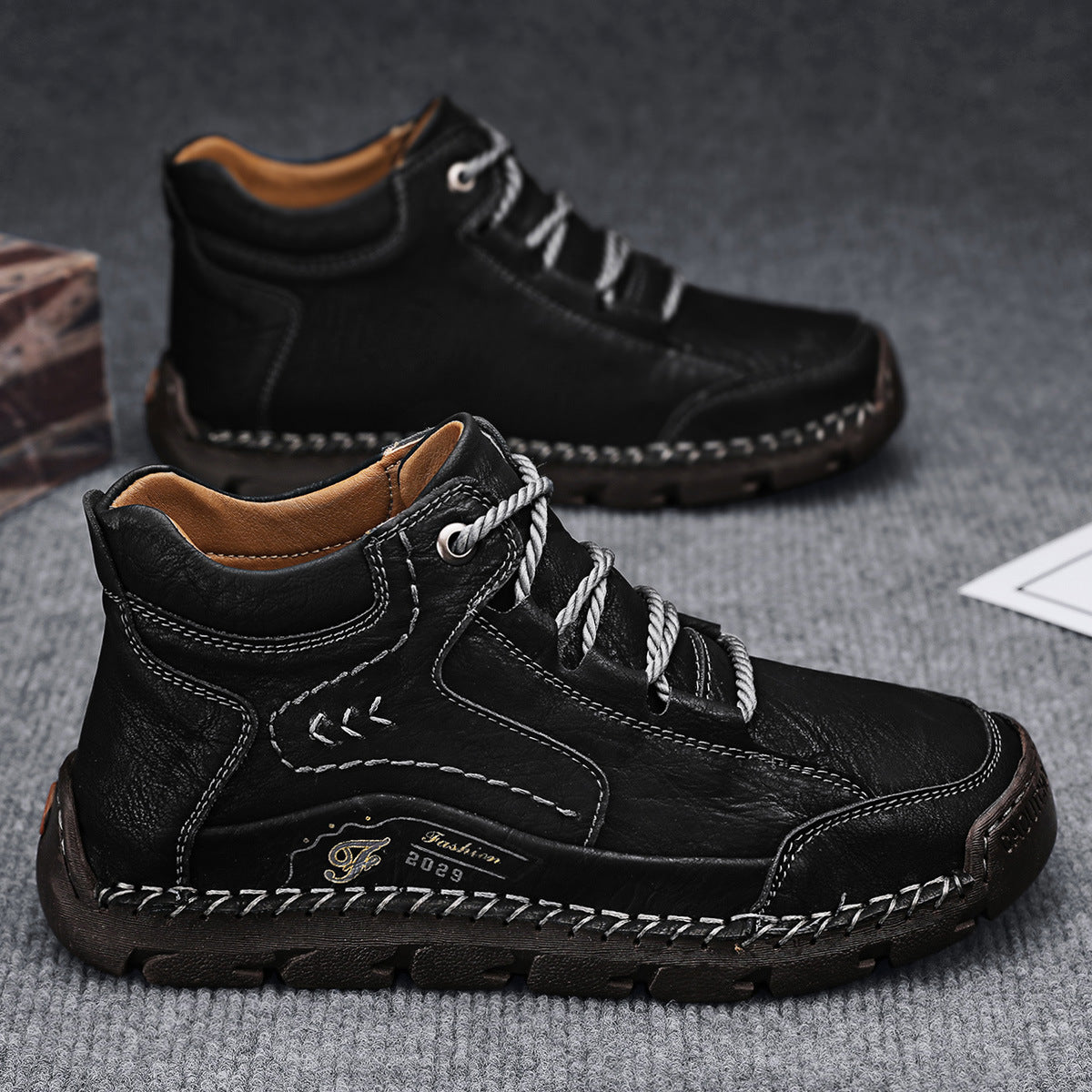 Men's Hand-Stitched Flat Plus Size Lace-Up Casual Shoes Walking Everyday Wear Seasonal Look