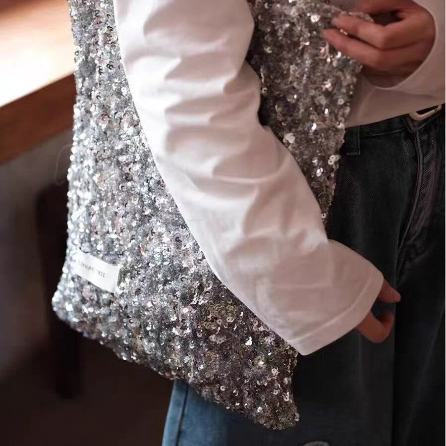 Women's Large-Capacity Heavy-Duty Commute Canvas Glitter Office Workwear Casual Tote Bag Shoulder Crossbody Purse Work and Travel