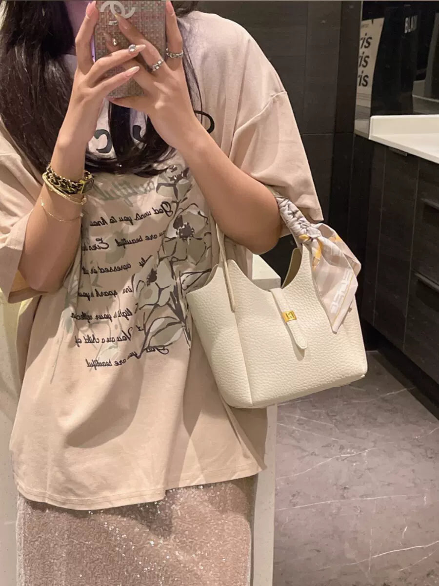 Women's Leather Bucket Bag Drawstring Shoulder Purse Hobo for Everyday Use Travel Work Office School