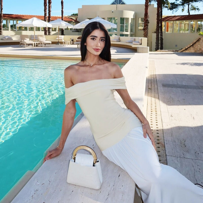 Women's Waist-Defining Slim-Waist Longline Oversized Slim-Fit Color-Block Waist-Cinching French-Inspired Maxi Dress for Beach Vacation Summer Travel Date Night