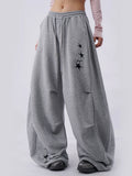 Women's Studded Grey Embroidered Oversized Workout Leggings High-Waisted Squat-Proof Gym Travel Everyday Weekend