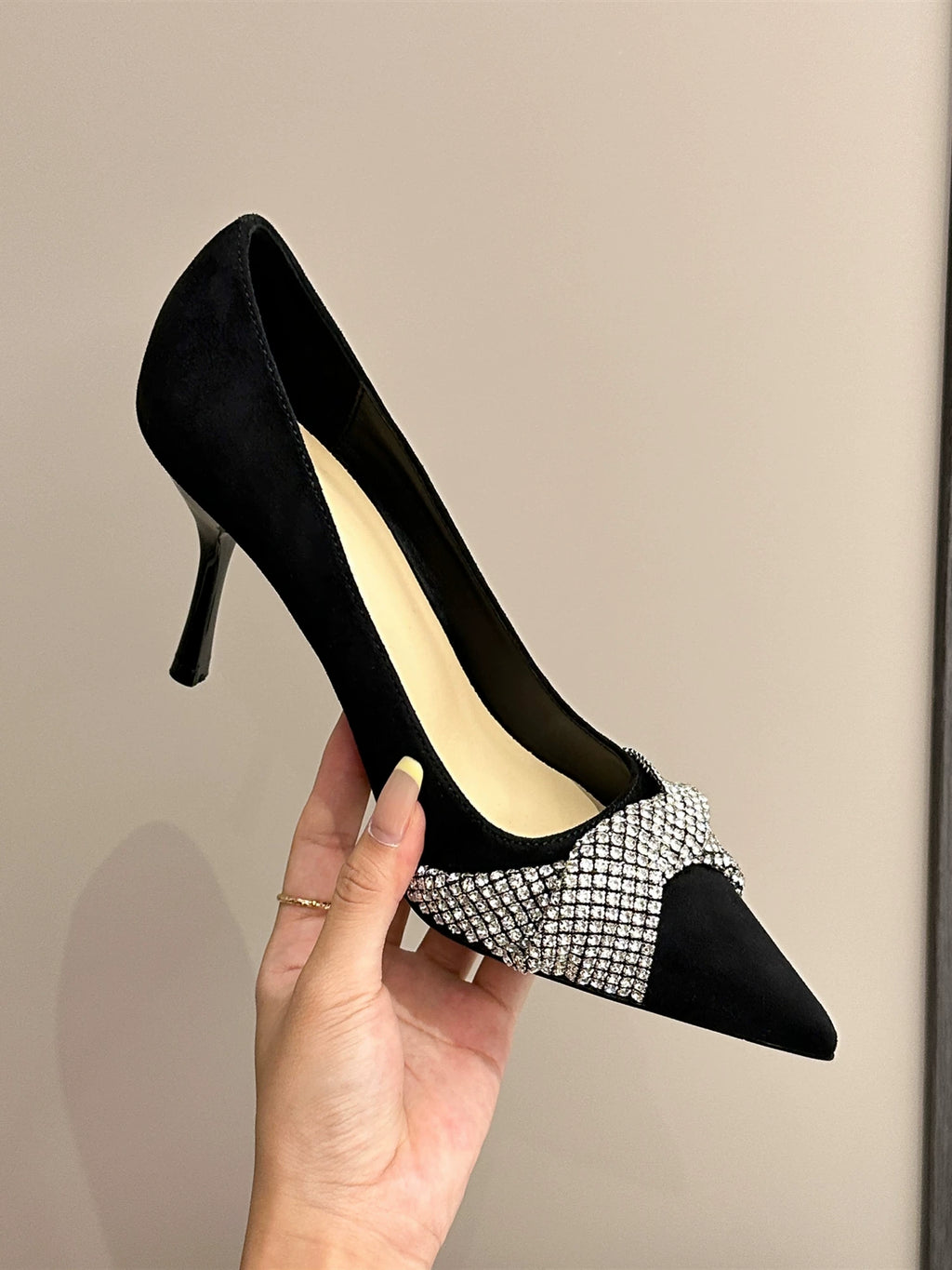 Pointed Toe Crystal Workwear Pumps for Women