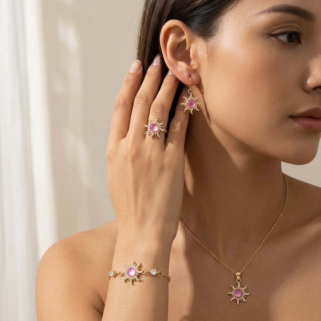 Crystal stud earrings by Yoshan, detail view 4
