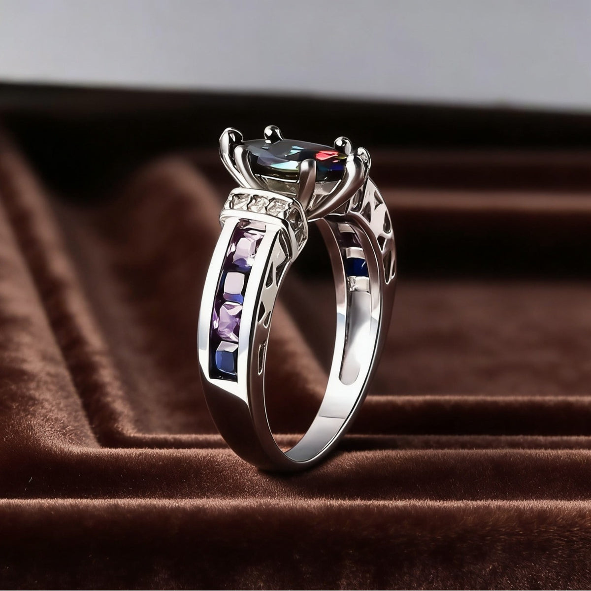 Cubic zirconia jewelry set by Yoshan, detail view 5