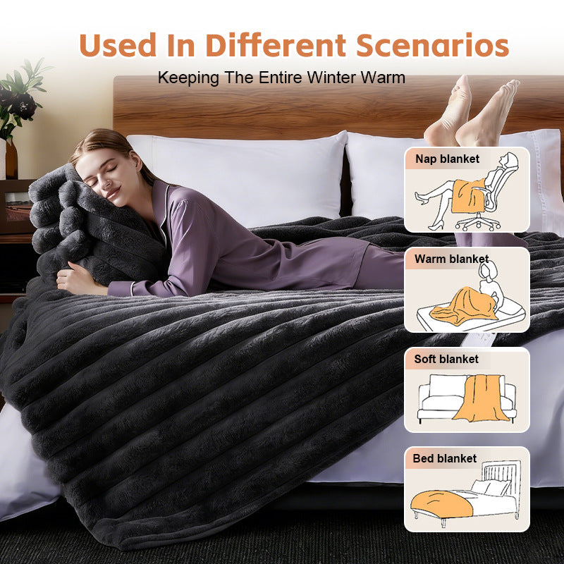 Striped Heated Small Appliance Usb Shawl Throw Blanket Home Office Travel Wrap Electric Heating