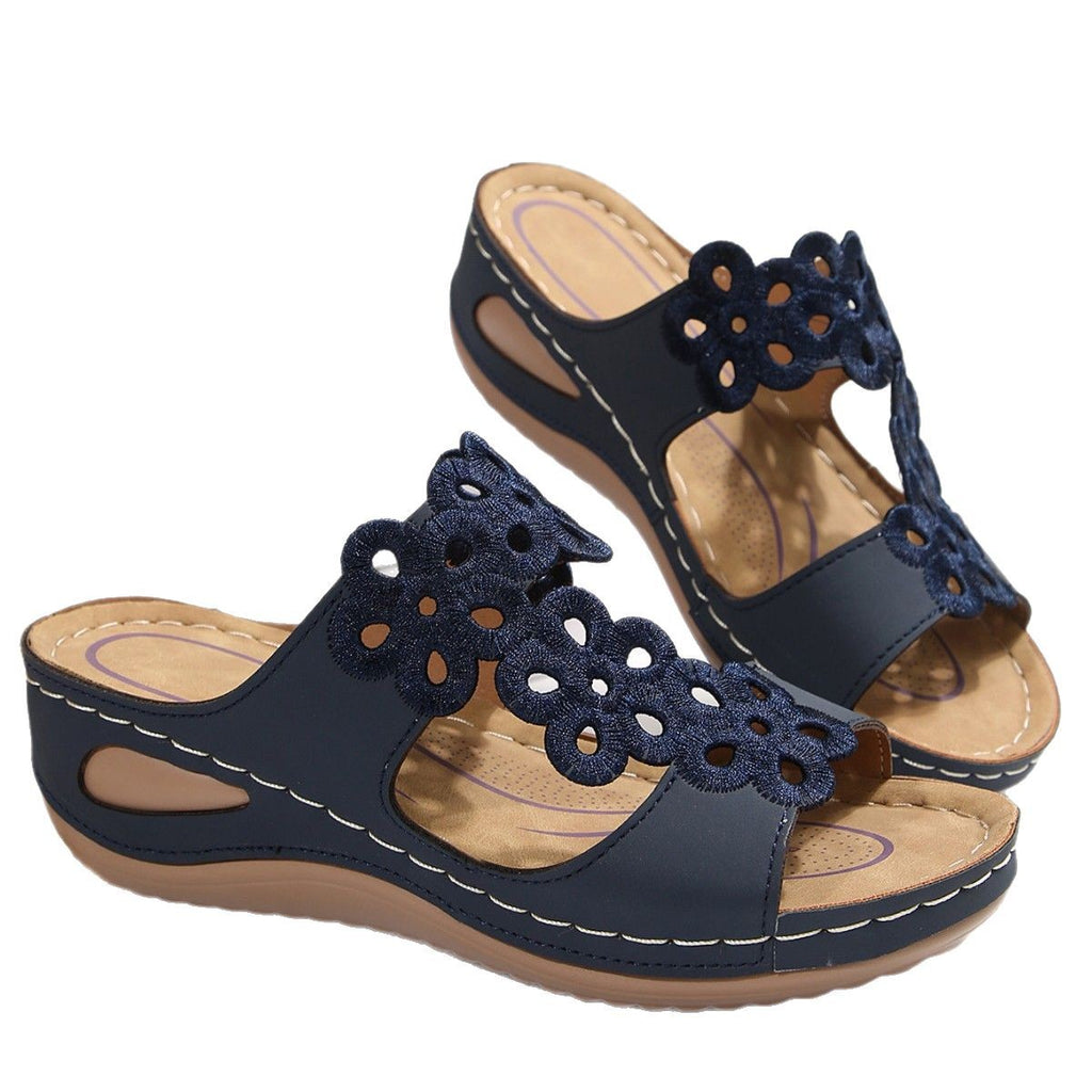 Women's Spring Summer Wedge Plus Size Cutout Outdoor Casual Beach Slide Slippers Pool Slides