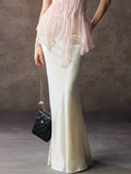 Women's Satin Mermaid Maxi Skirt for Summer Outfits Office Weekend Everyday Wear Date Night Holiday Party