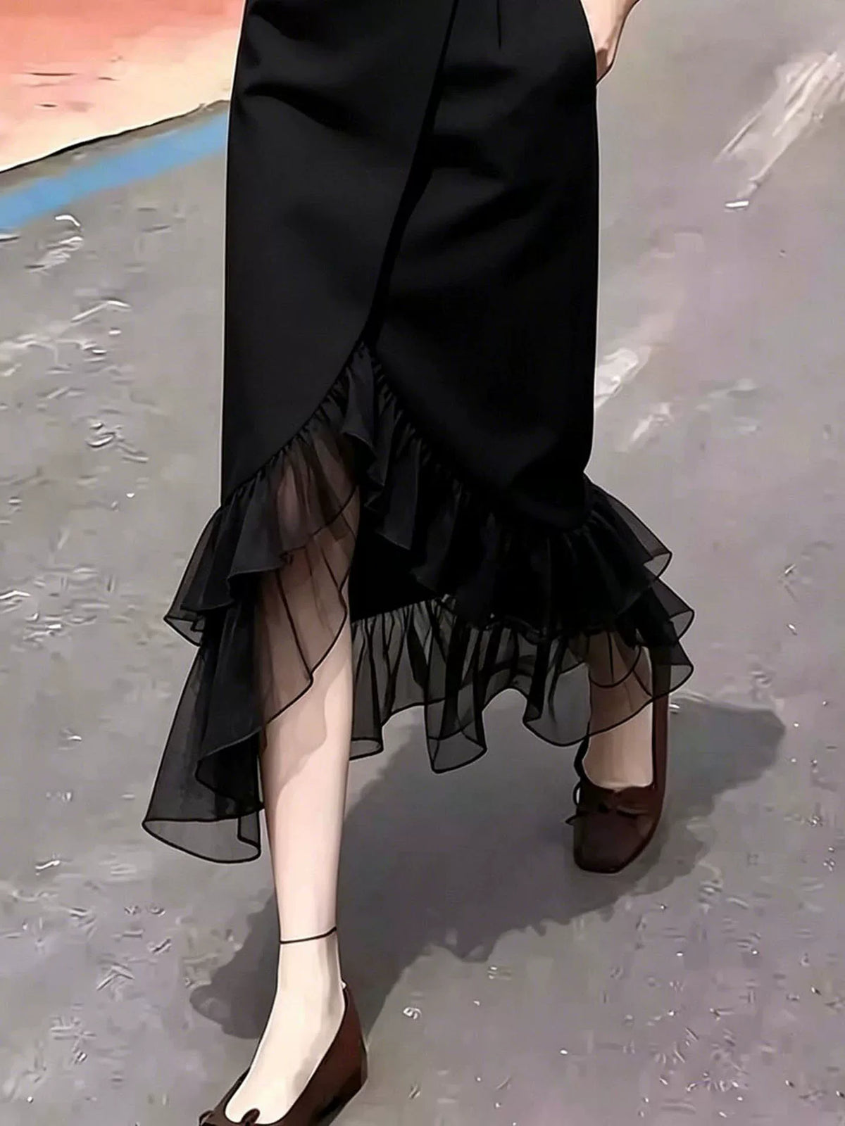 Women's Black Mermaid Breathable Mesh Midi Skirt for Summer Outfits Office Weekend Everyday Date Night