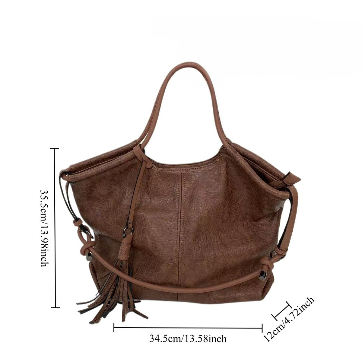 Women's Large-Capacity Minimalist Tassel Tote Bag Shoulder Crossbody Purse Work and Travel Office