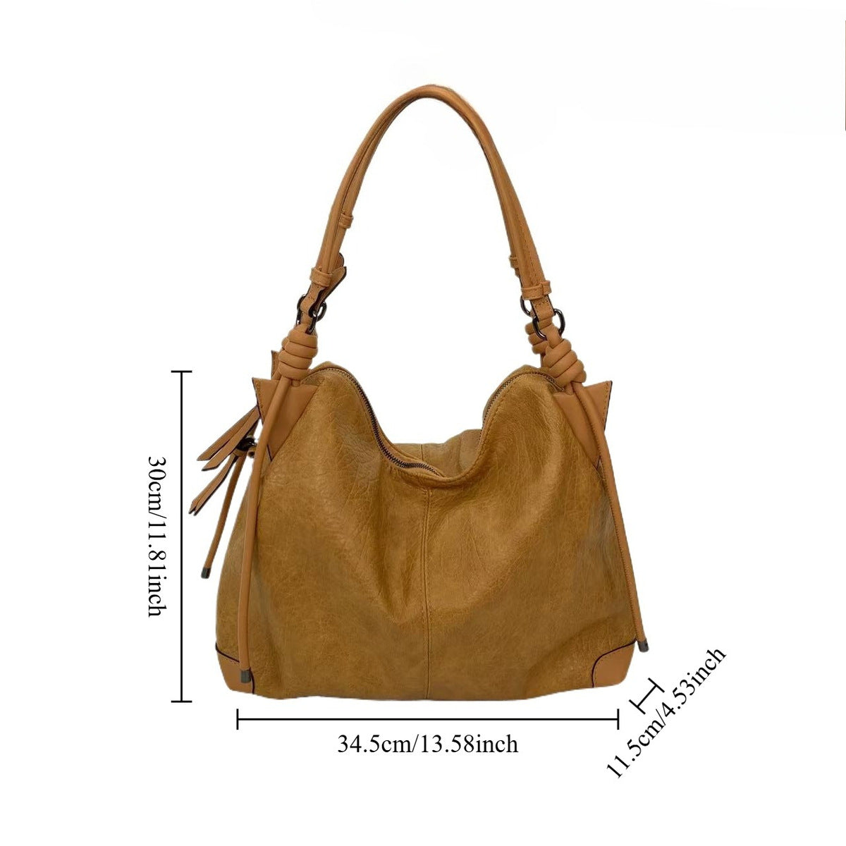 Women's Large-Capacity Y2k Woven Tassel Retro Tote Bag Shoulder Crossbody Purse Work and Travel Office