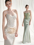 Women's Satin New Chinese-Style Evening Dress Formal Midi Dress for Black Tie Wedding Guest Cocktail Party Prom Date Night