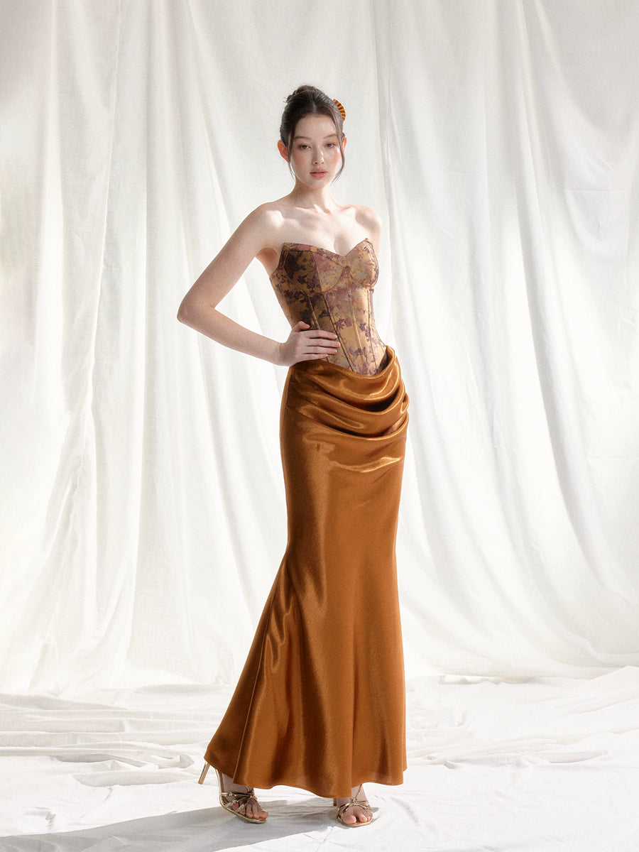 Women's Satin New Chinese-Style Evening Dress Formal Midi Dress for Black Tie Wedding Guest Cocktail Party Prom Date Night
