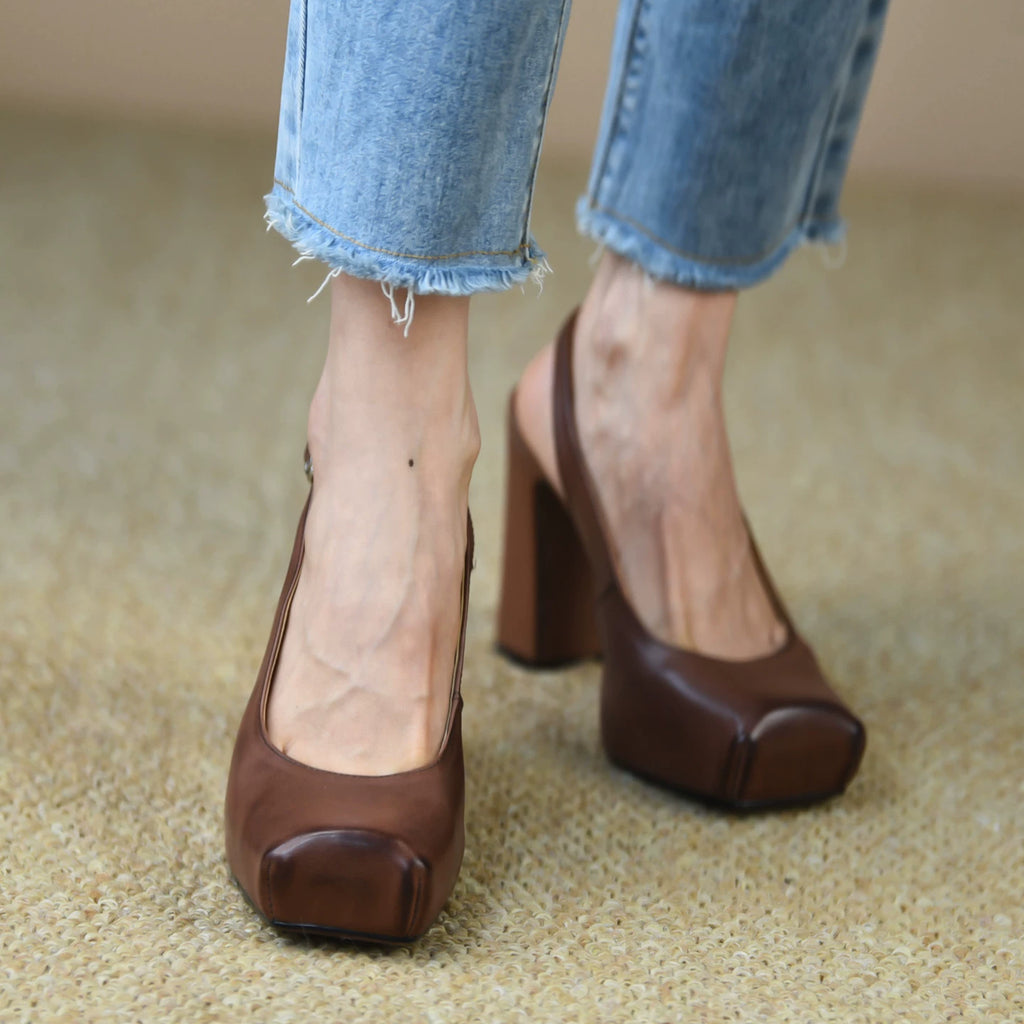 Women's Summer Chunky Sole Platform Square Toe Closed Block Heel High Heel Sandals for Beach Vacation Everyday Wear Travel Office Spring Summer