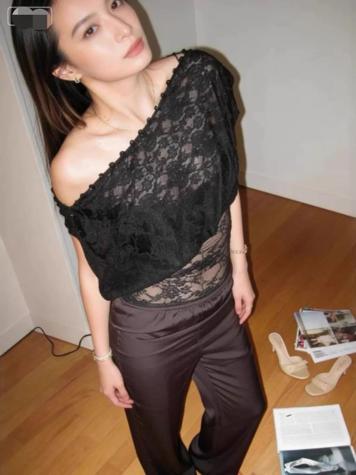 Women's Lace Cutout Top Fashion Blouse Casual Blouse Everyday Fashion Style for Women