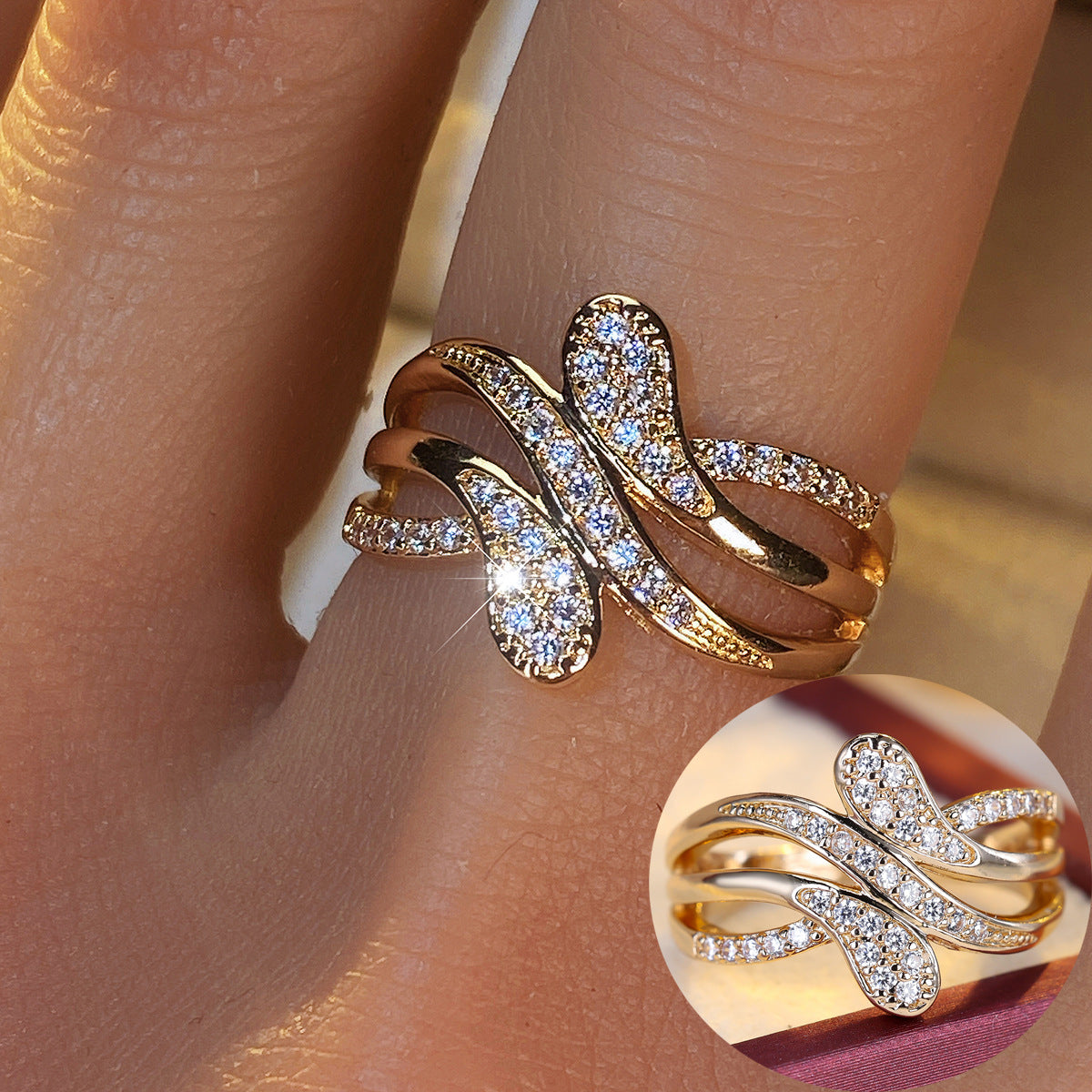Gold cubic zirconia jewelry set by Yoshan