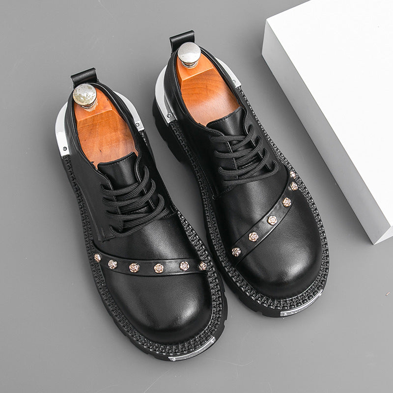 Men's Chunky Sole Korean-Style Casual Martin Combat Boots Ankle Walking Everyday