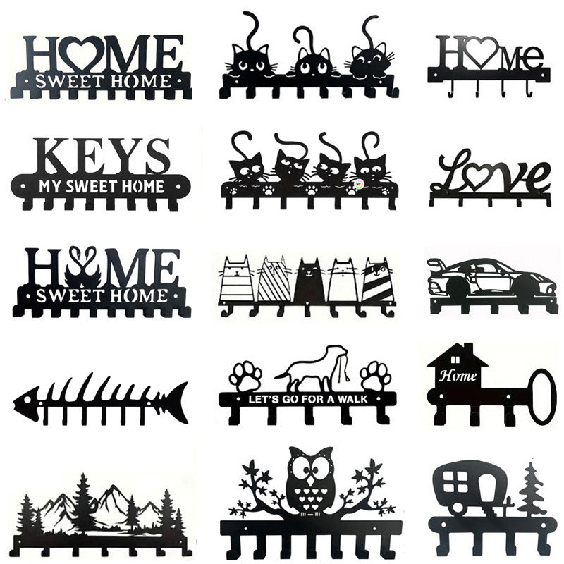 Metal Wrought-iron Wall Hook Entryway Coat Hook Storage Bin Home Organizer Kitchen