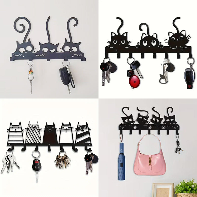 Metal Wrought-iron Wall Hook Entryway Coat Hook Storage Bin Home Organizer Kitchen
