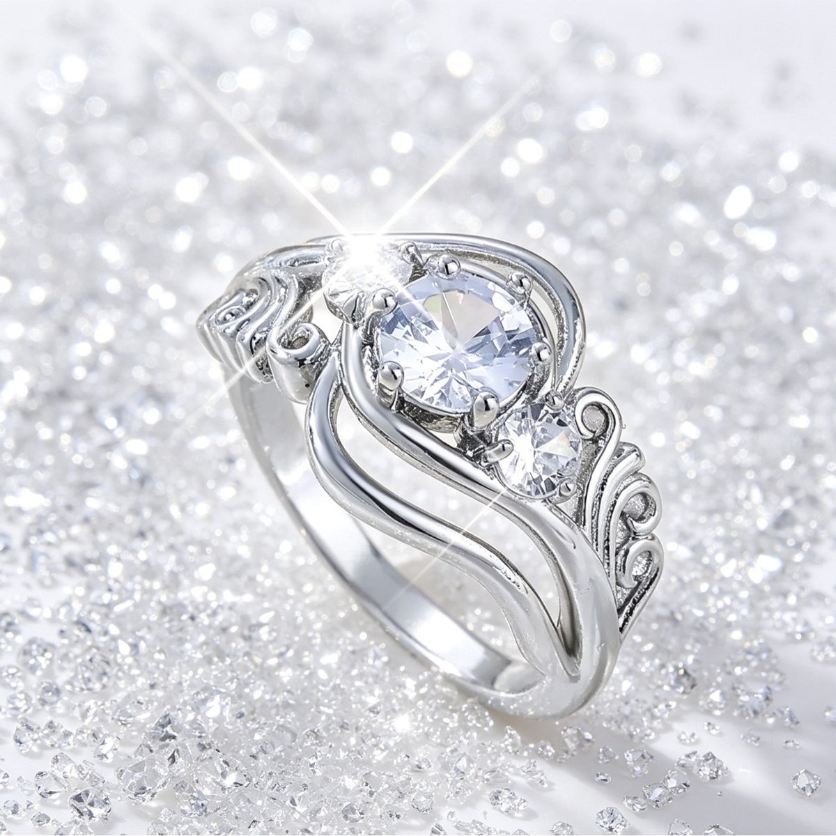 Cubic zirconia jewelry set by Yoshan, detail view 2