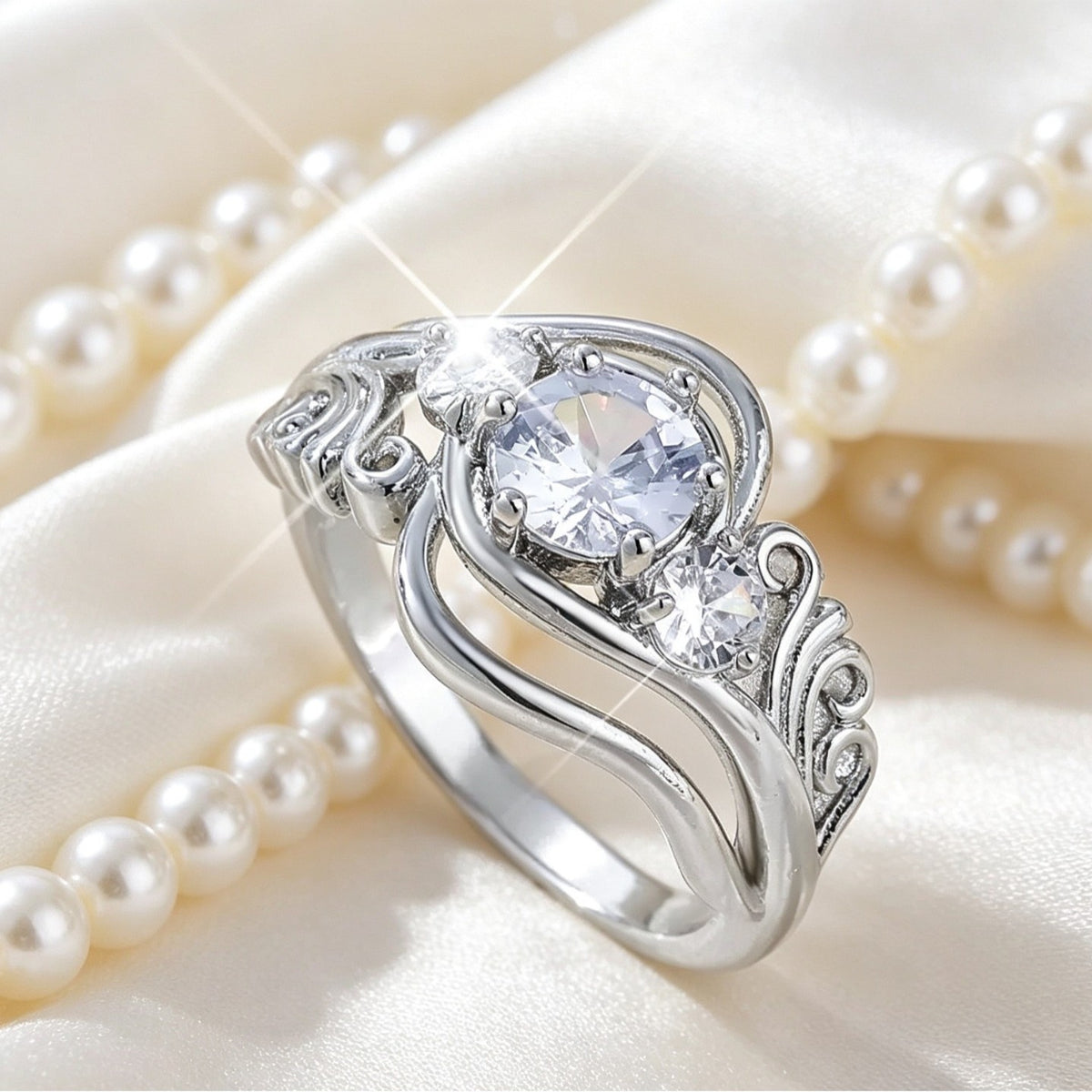 Cubic zirconia jewelry set by Yoshan, detail view 6