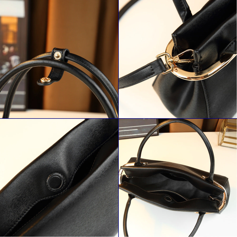 Women's Shell Metal Korean-style Retro Boston Bag Hobo for Everyday Use Travel Work Versatile Office School