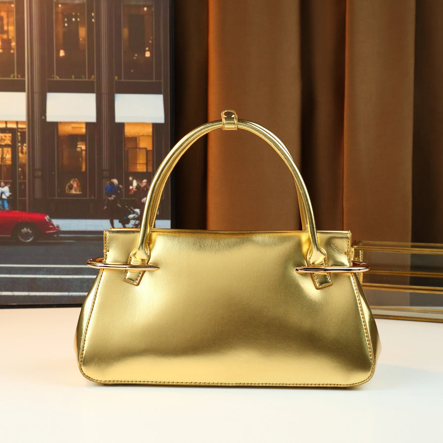 Women's Shell Metal Korean-style Retro Boston Bag Hobo for Everyday Use Travel Work Versatile Office School