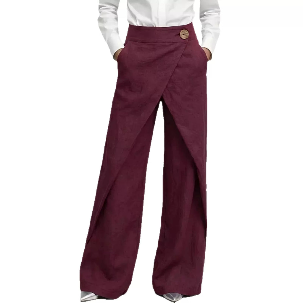 Women's Spring Summer Wrap Workwear Oversized Casual Wide-leg Pants Everyday Fashion Outfit