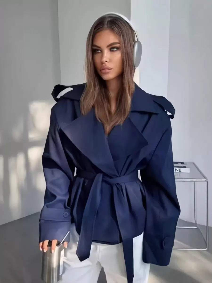 Women's Elegant Trench Coat Long Wrap Coat Fall Winter Coat Office Workwear Outfit for Women