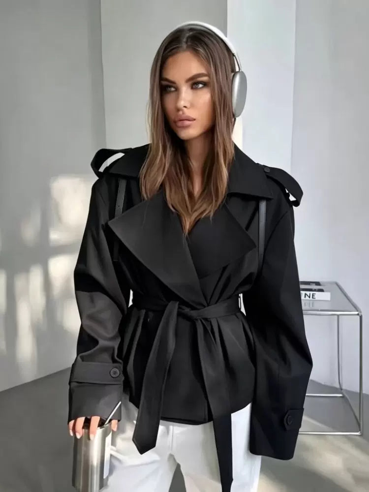 Women's Elegant Trench Coat Long Wrap Coat Fall Winter Coat Office Workwear Outfit for Women