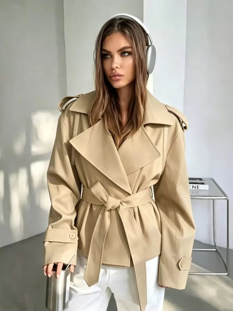 Women's Elegant Trench Coat Long Wrap Coat Fall Winter Coat Office Workwear Outfit for Women