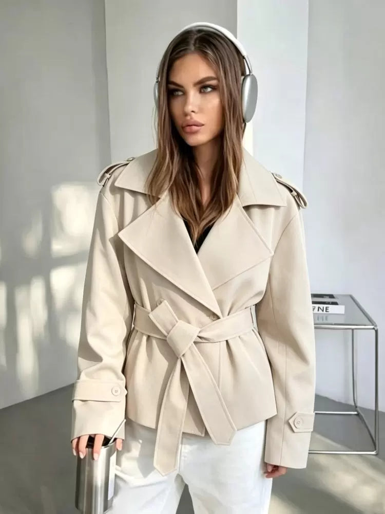 Women's Elegant Trench Coat Long Wrap Coat Fall Winter Coat Office Workwear Outfit for Women
