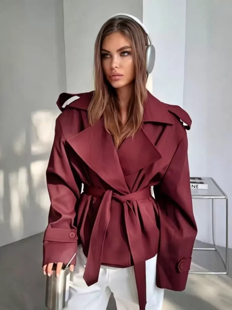Women's Elegant Trench Coat Long Wrap Coat Fall Winter Coat Office Workwear Outfit for Women
