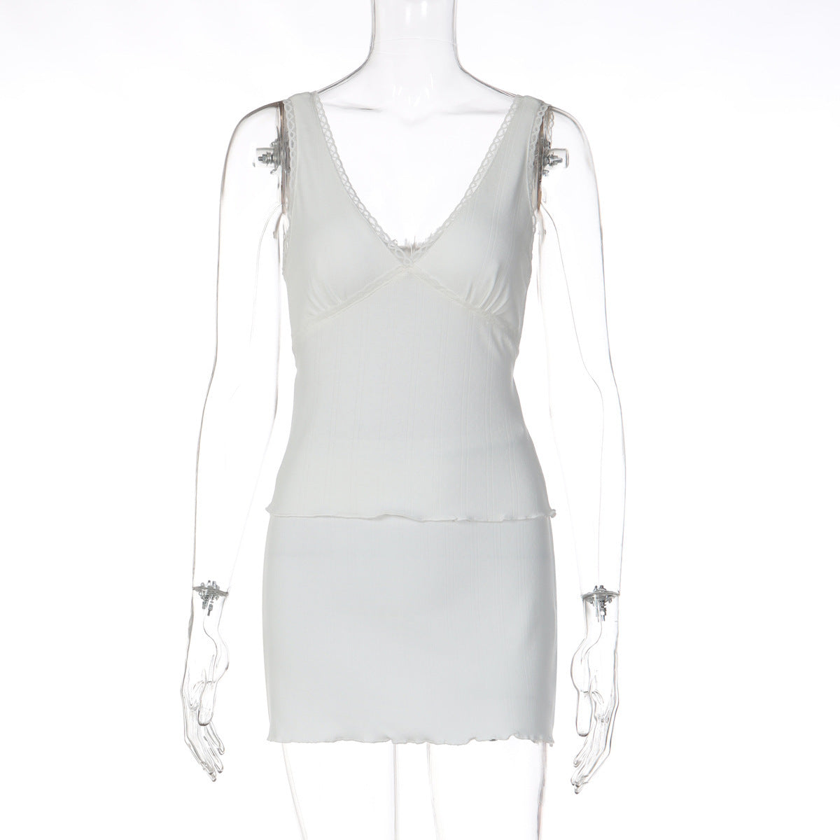 Women's V-Neck Bodycon Sleeveless Two-Piece Set for Office Workwear Wedding Guest Business Casual Travel Weekend At Home