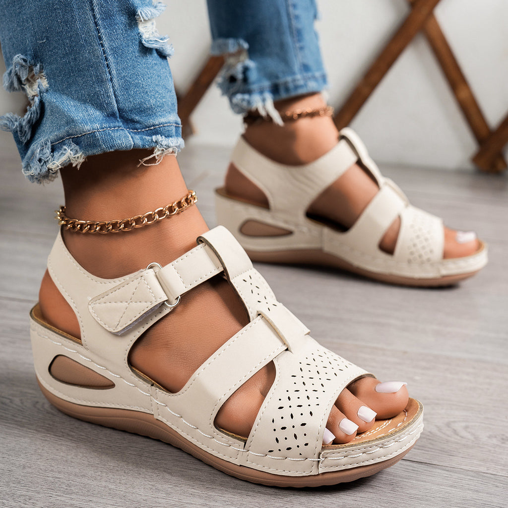 Women's Chunky Sole Wedge Plus Size Beach Slide Slippers Indoor Outdoor Slides House