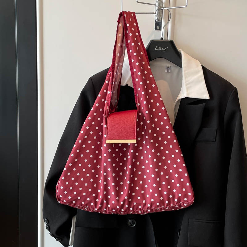 Large-capacity Summer Polka-dot Market Tote Bag Work Travel Everyday Handbag Wear