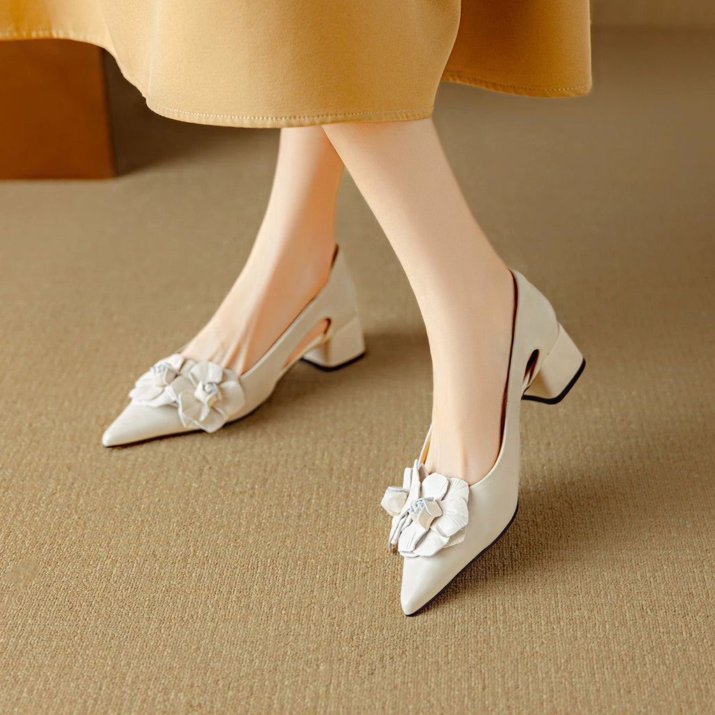 Leather Pointed Toe French-inspired Pumps for Women