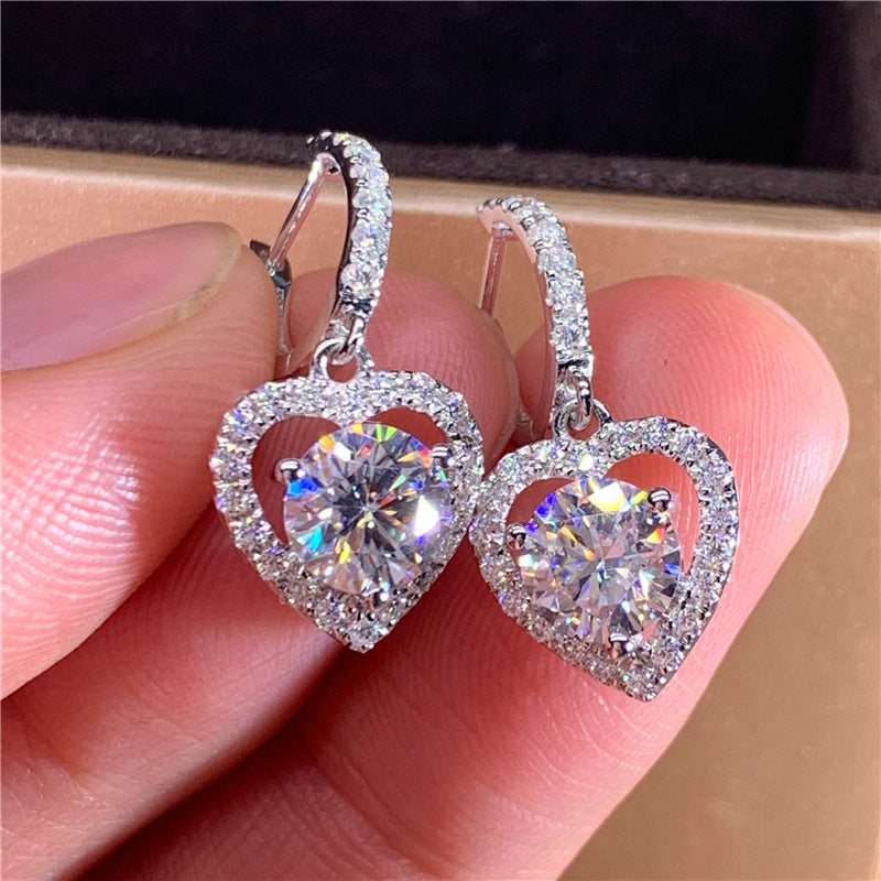 Cubic zirconia cutout stud earrings by Yoshan, detail view 3