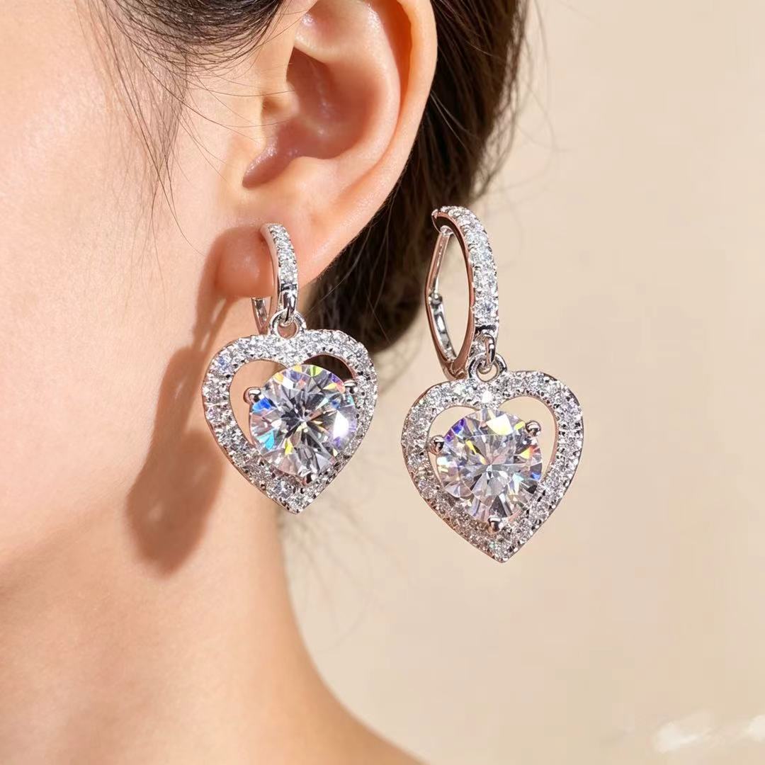 Cubic zirconia cutout stud earrings by Yoshan, detail view 5