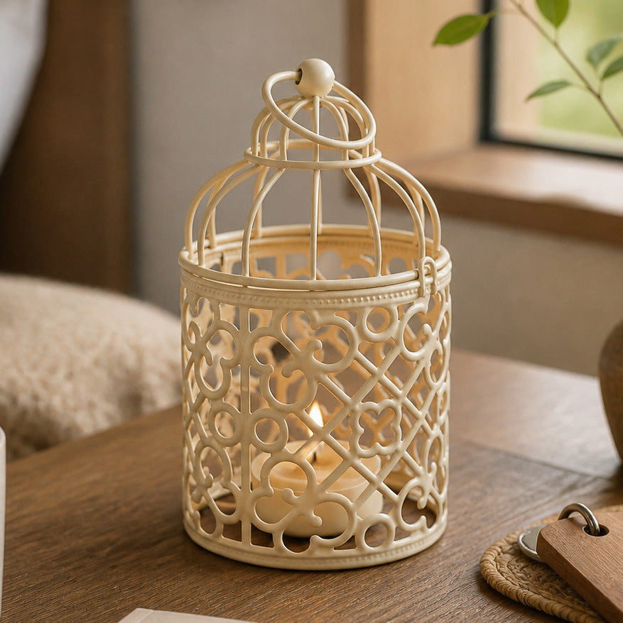 Metal Wrought-Iron Retro Candle Holder Table Storage Bin Home Organizer Kitchen Entryway