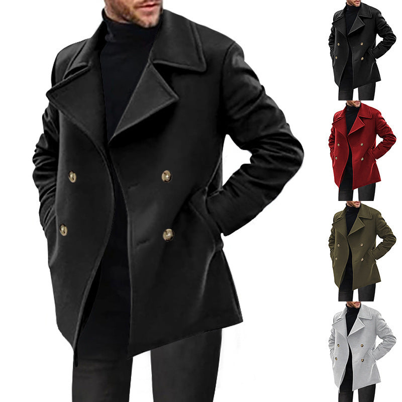 Men's Longline Double-Breasted Plus Size Midi Casual Trench Coat Office Commute Fall Winter