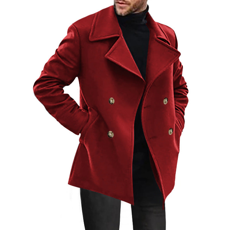 Men's Longline Double-Breasted Plus Size Midi Casual Trench Coat Office Commute Fall Winter