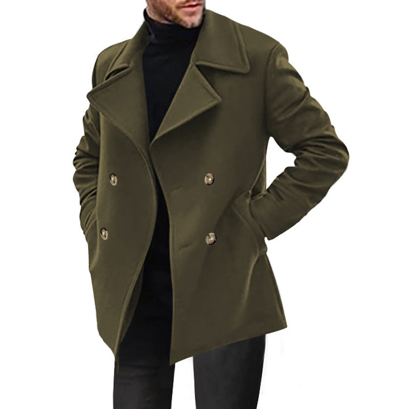 Men's Longline Double-Breasted Plus Size Midi Casual Trench Coat Office Commute Fall Winter
