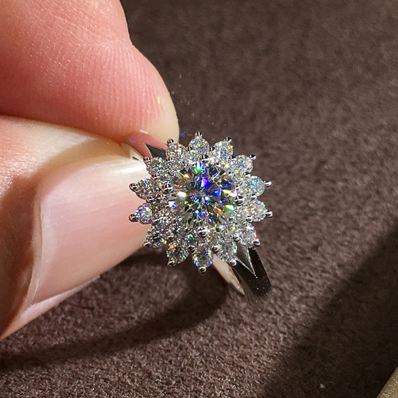 Cubic zirconia floral earrings by Yoshan, detail view 4