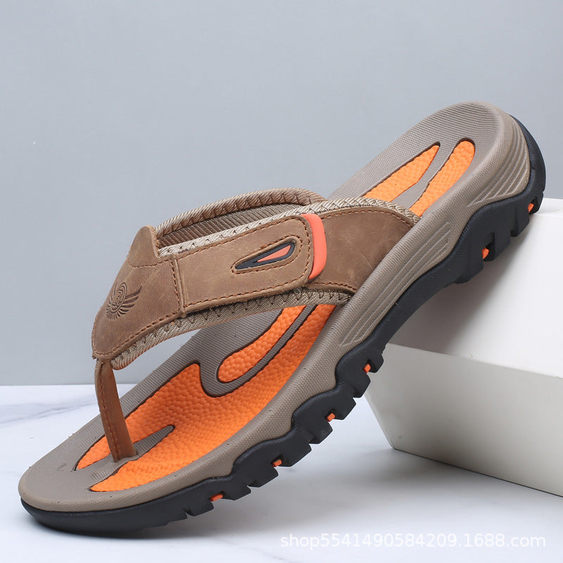 Women's Hand-Stitched Leather Plus Size Flip-Flops Beach Thong Sandals Slides Slippers
