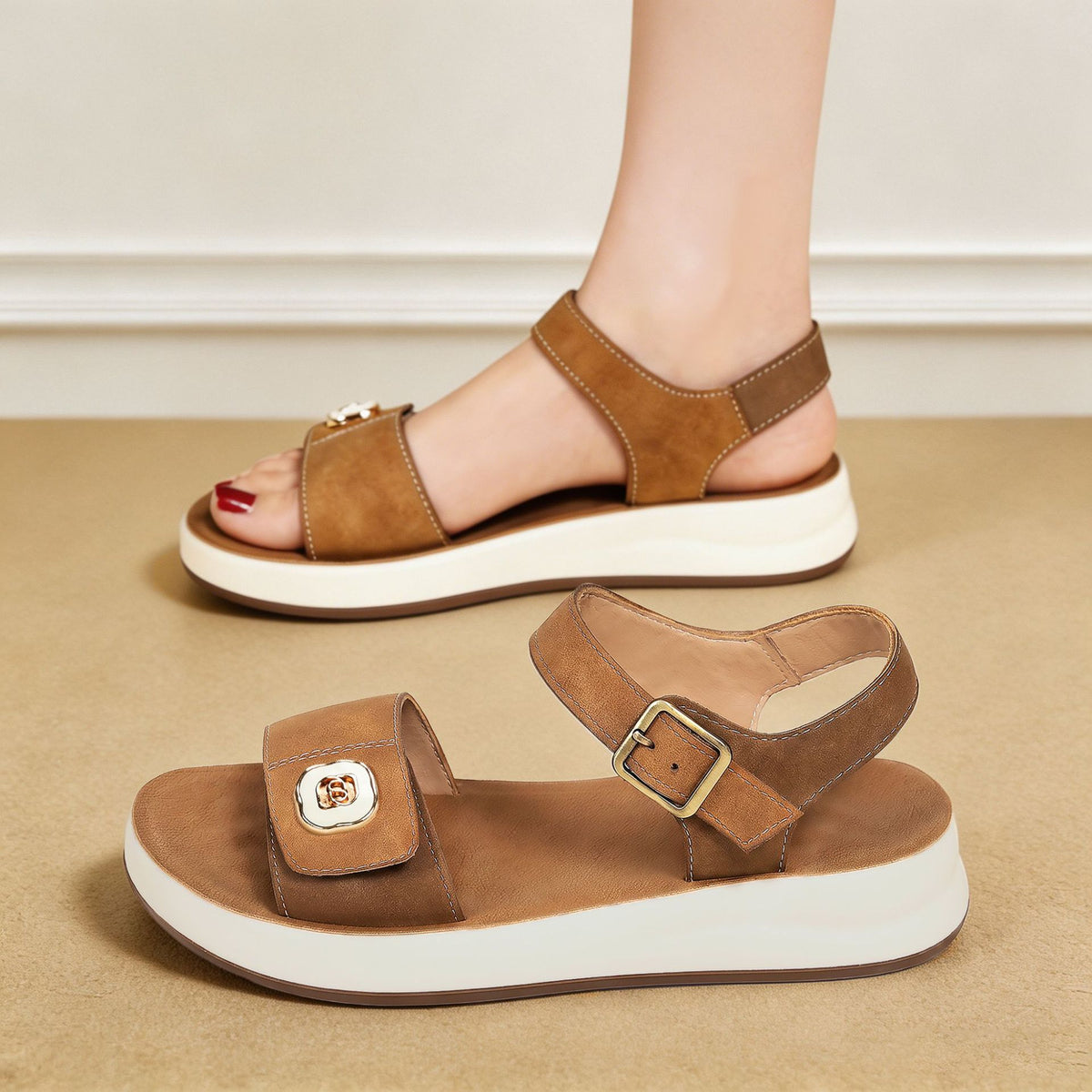 Women's Breathable Mesh Open Toe Flat Beach Sporty Casual Sandals Heeled Sandals